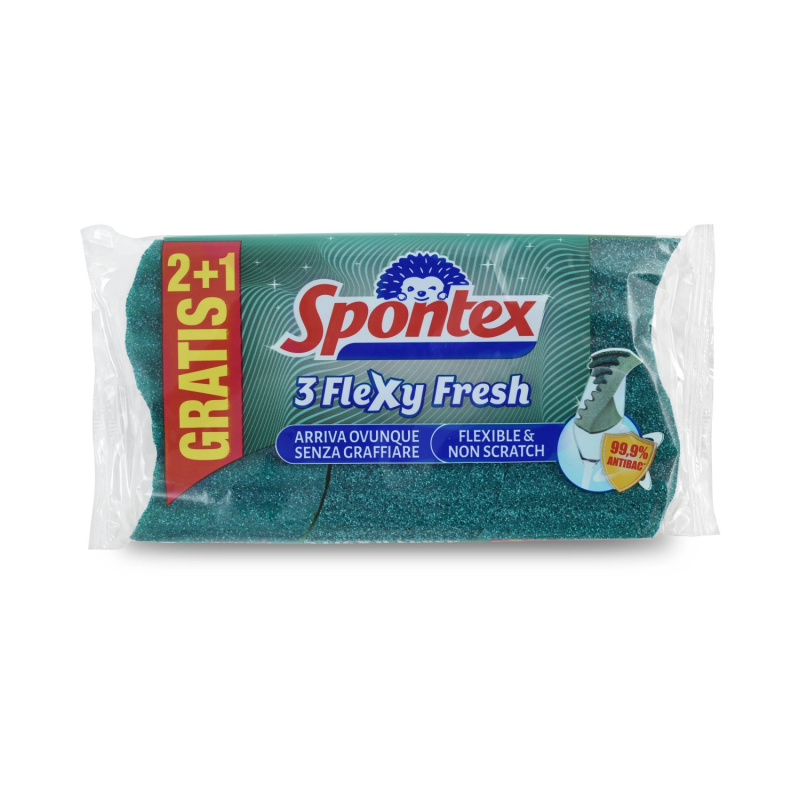 Spontex Scrub & Flex - extra ohebná houbička - 2 + 1 ks