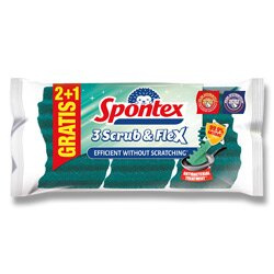 Spontex Scrub & Flex - extra ohebná houbička - 2 + 1 ks