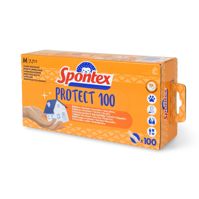 Jednorázové vinylové rukavice Spontex P- vel. M, 100ks