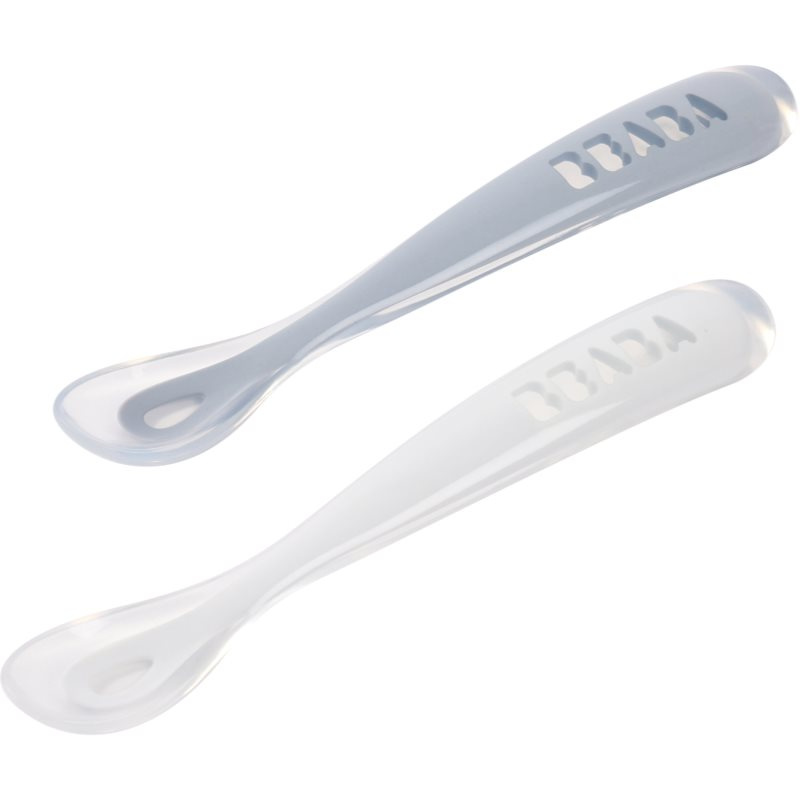 Beaba Silicone Spoon Set lžička s pouzdrem Pebble / Cloud Blue 2 ks