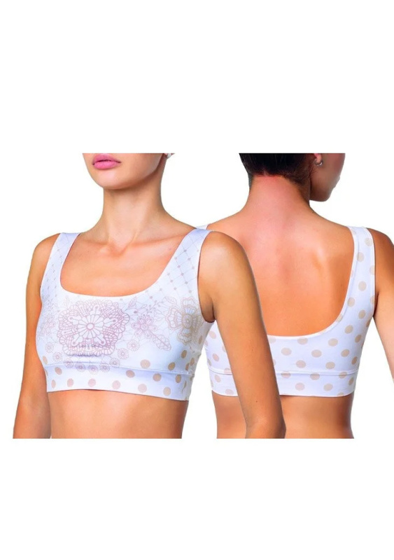 Dámský Crop Top Meméme Polka Dot Chamomile Barva: Bílá, Velikost: S