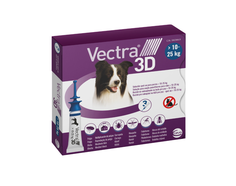 VECTRA 3D Spot-On M pro psy 10-25 kg 3,6 ml 3 pipety