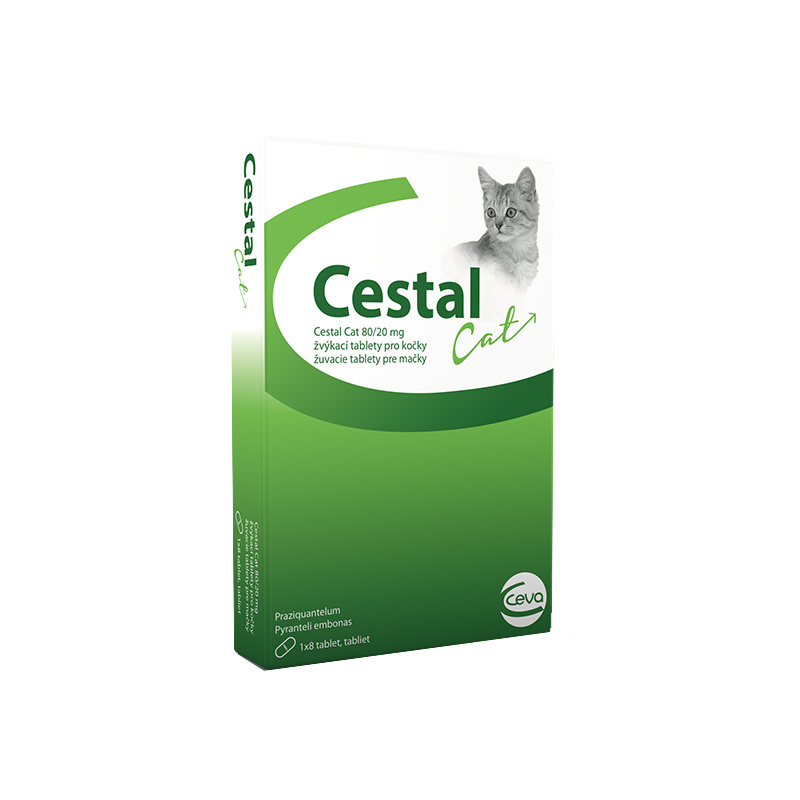 CESTAL Cat 80/20 mg žvýkací tablety pro kočky 8 tablet