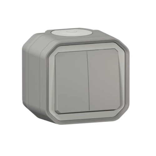 Legrand Plexo IP55 venkovní vypínač č.6+6 nebo dvojité tlačítko šedá komplet pro povrchovou montáž 069715L