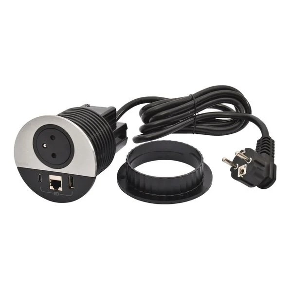 LEG 654703 DISQ80 2P+T USB A+C RJ45 Č/KOV
