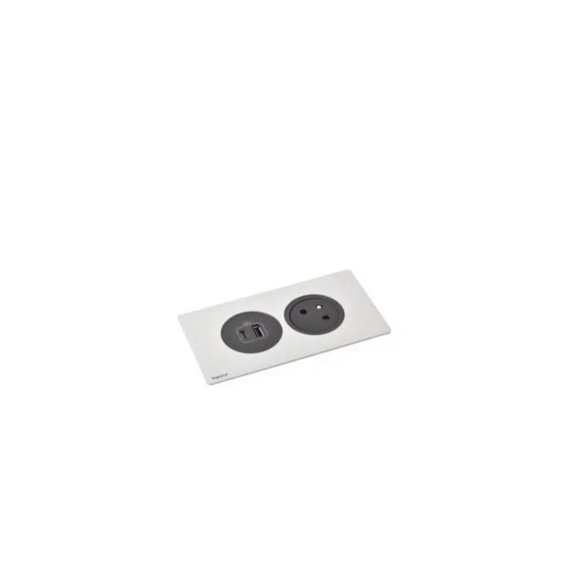 Zásuvka 2P+T zapuštěná s USB A+C LEG 654743 DISQIN černá