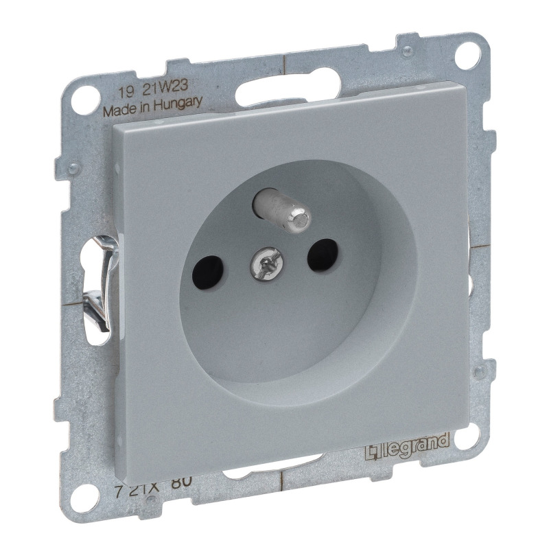 Legrand SUNO hliník zásuvka 2P+T s clonkami, automatické svorky 721380