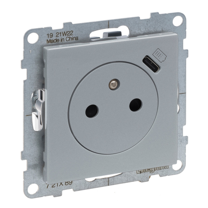 Legrand SUNO zásuvka s USB nabíjením hliník 721389
