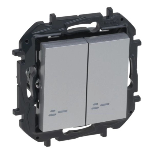 Legrand Niloé Step vypínač č.6+6 s podsvětlením hliník 863318B