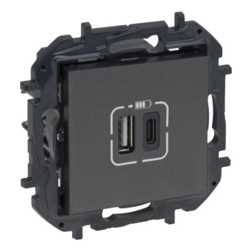 Legrand Niloé Step nabíječka USB A+C 3A ocel 863440B