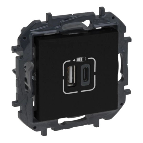 Legrand Niloé Step nabíječka USB A+C černá 3A 863540B