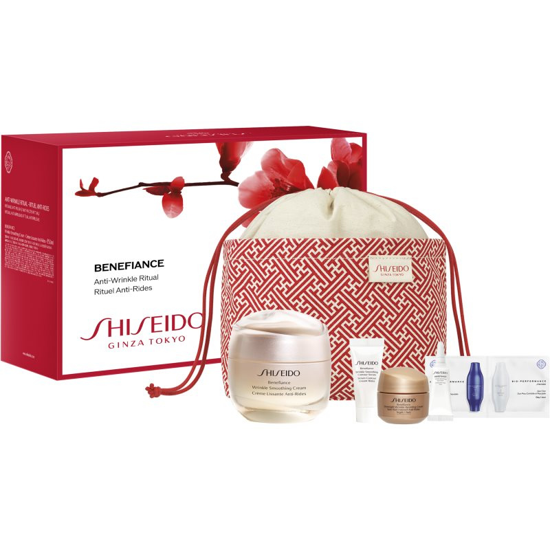 Shiseido Benefiance Wrinkle Smoothing Cream Pouch Set dárková sada pro zralou pleť