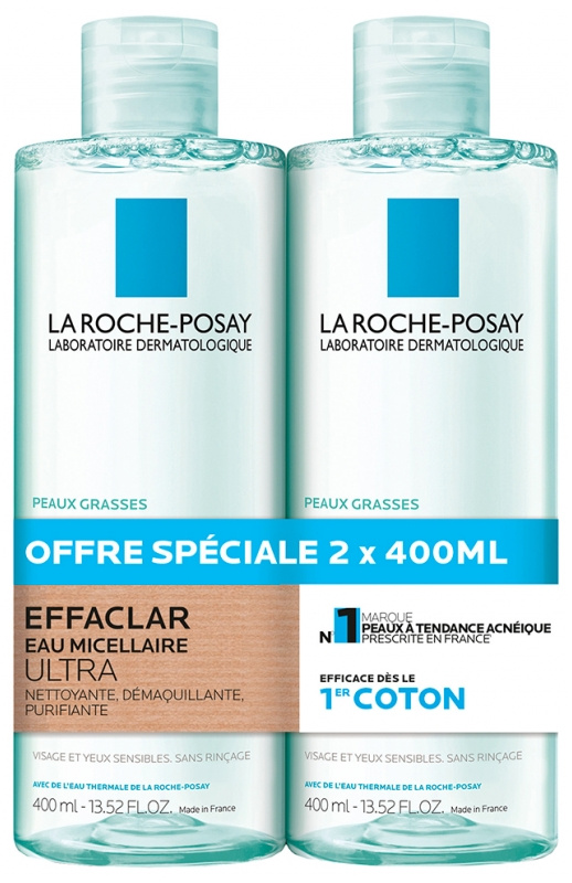 La Roche Posay Sada odličovacích čisticích micelárních vod Effaclar (Purifying Micellar Water) 2 x 400 ml