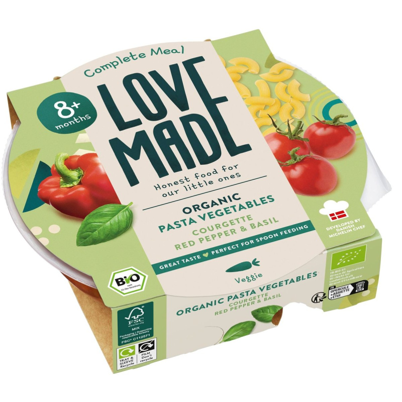 LoveMade BIO Těstoviny se zeleninovým ragú pro děti od 8. měsíce