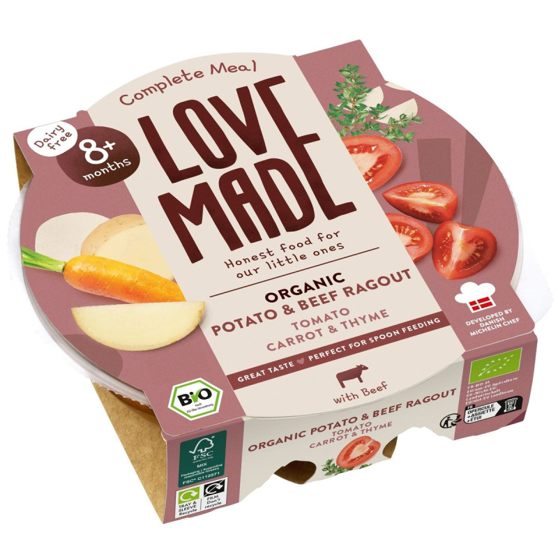 LoveMade BIO Hovězí ragú s bramborami pro děti od 8. měsíce