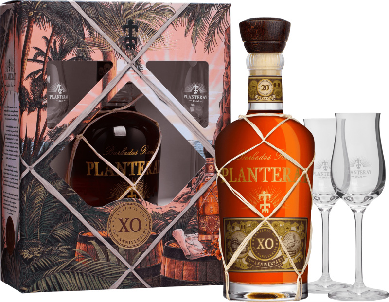Planteray XO 20th Anniversary + 2 sklenice 40% 0,7l (darčekové balenie 2 poháre)