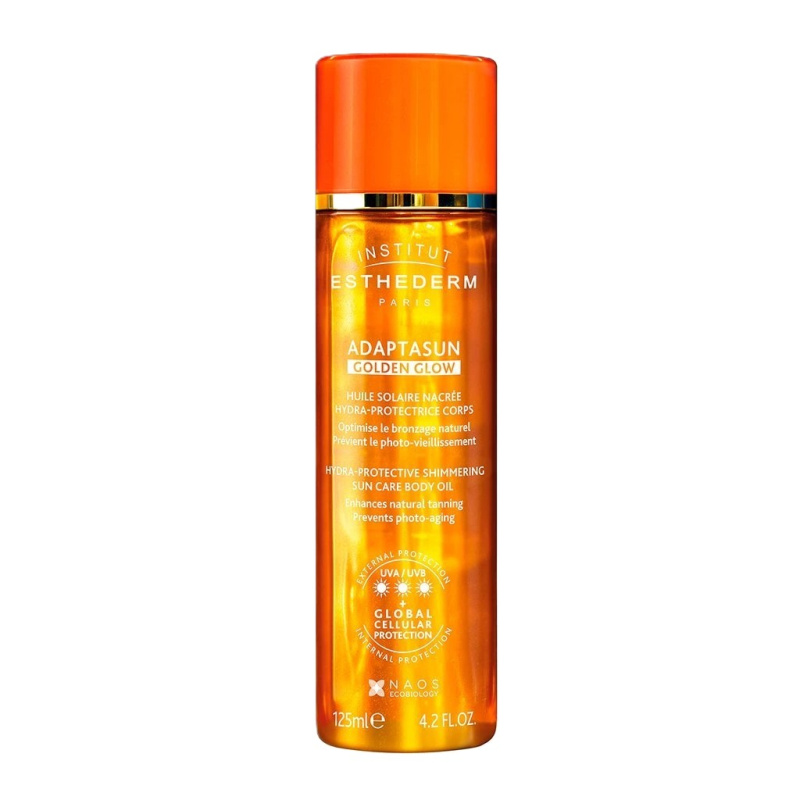 Institut Esthederm Adaptasun Golden Glow třpytivý olej s vysokou UV ochranou 125 ml