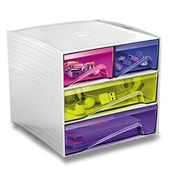 Zásuvkový box CEP My Cube - plastový, 4 zásuvky, barevný