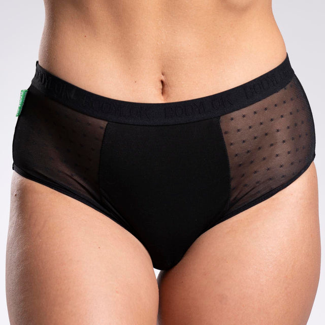 BODYLOK Menstruační kalhotky Hi-waist černé - střední menstruace Velikost: 2XL