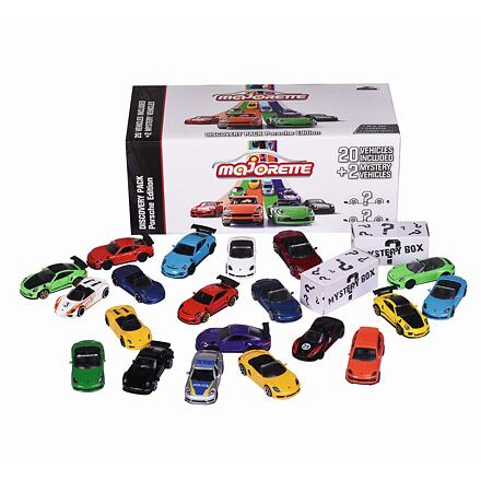 Majorette Autíčka Porsche Edition Discovery Pack kovová délka 7,5 cm sada 20 druhů + 2 mystery autíčka