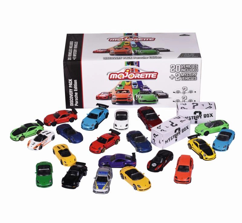 Majorette Autíčka Porsche Edition Discovery Pack kovová délka 7,5 cm sada 20 druhů + 2 mystery autíčka