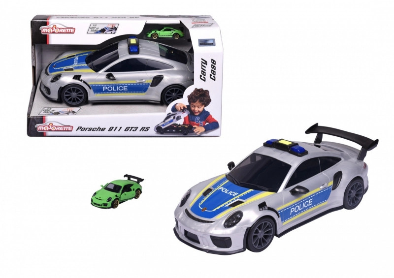 Majorette Porsche 911 GT3 RS policie – přepravní kontejner s autem