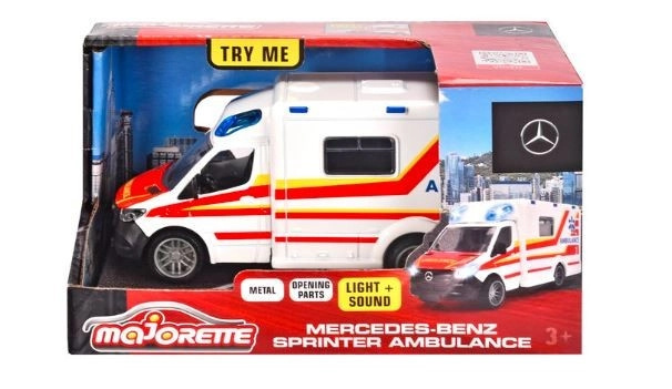 Majorette Autíčko sanitka Mercedes-Benz Sprinter Ambulance se zvukem a světlem délka 15 cm
