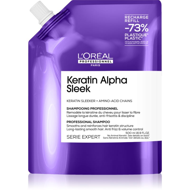 L'Oréal Professionnel Uhlazující šampon Keratin Alpha Sleek Shampoo 500 ml - náhradní náplň
