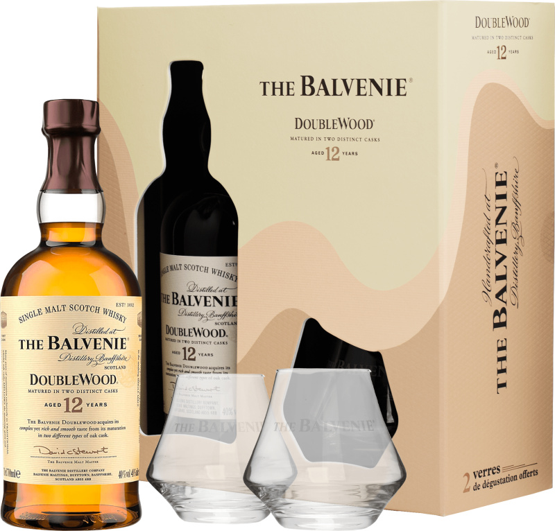 The Balvenie 12 letá Doublewood + 2 sklenice 40%obj, 0,7l (darčekové balenie 2 poháre)