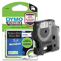 Dymo D1 1978364  - originální vinylová páska - černo-bílá, 12 mm × 5,5 m