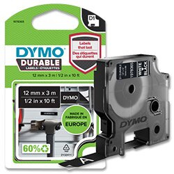 Dymo D1 1978365 - originální vinylová páska - bílo-černá, 12 mm × 3 m
