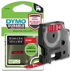 Dymo D1 1978366 - originální vinylová páska - bílo-červená, 12 mm × 3 m
