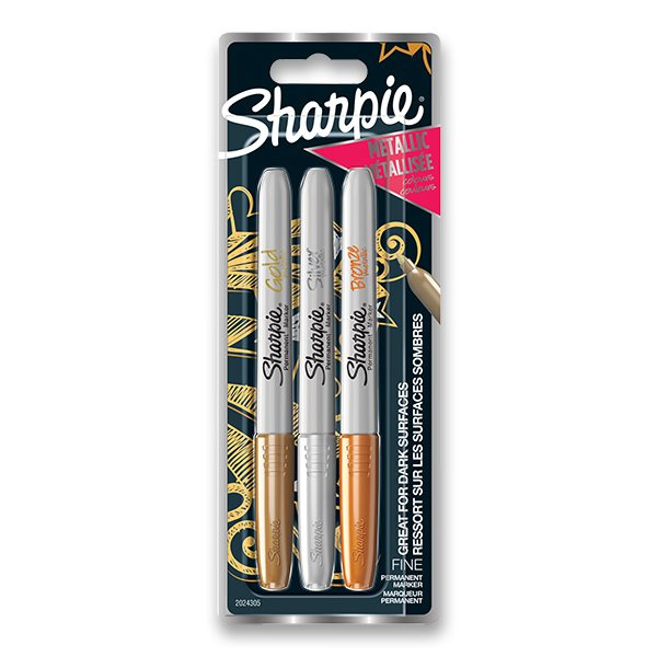 Permanentní popisovač Sharpie metalic fine - Sada 3 Ks, metalické barvy Sharpie