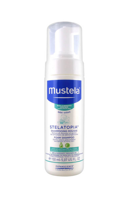 Mustela Bébé Stelatopia pěnový šampon pro děti od narození 150 ml