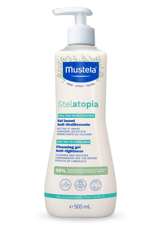 Mustela Bébé Stelatopia čisticí a mycí gel pro děti a miminka pro suchou až atopickou pokožku 500 ml