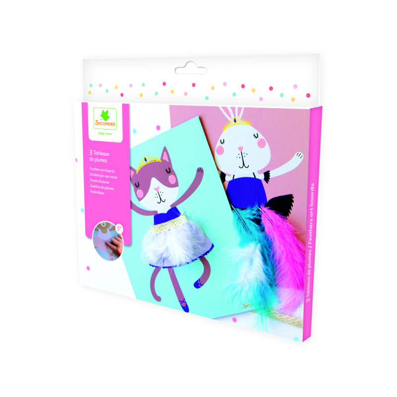 Kreativní sada zdobení obrázků s peříčky a stuhami pro děti