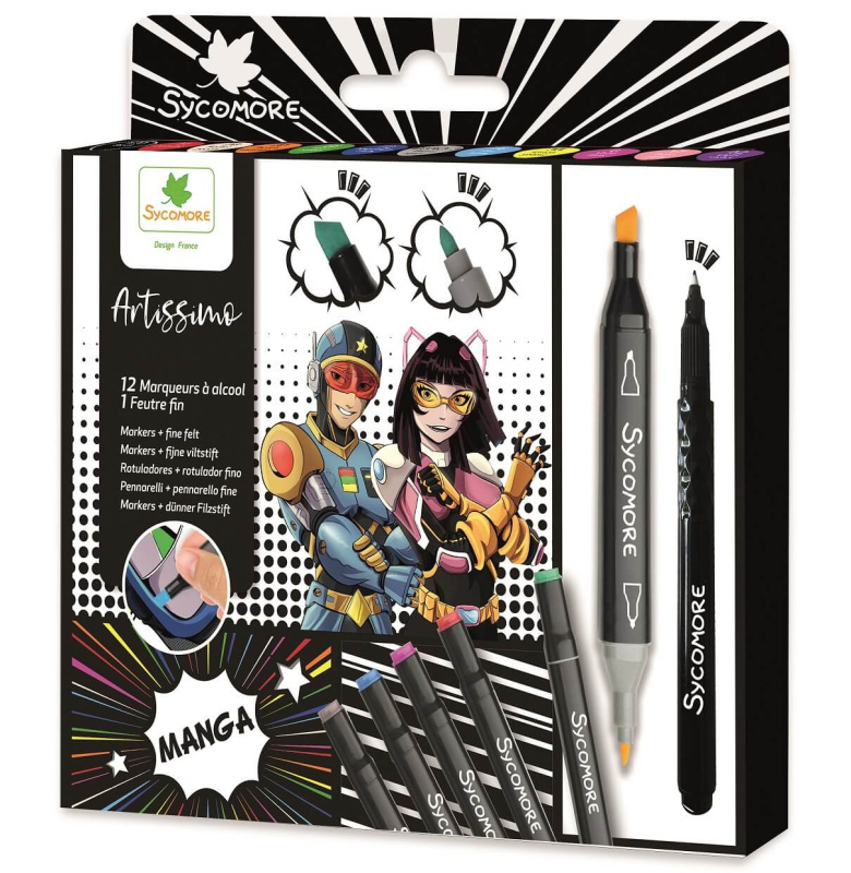 Artissimo oboustranné lihové fixy pro MANGA – sada 10+1