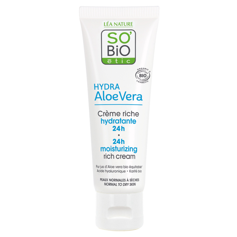 SO´BIO Bio Denní krém bohatě hydratující Aloe vera 50 ml