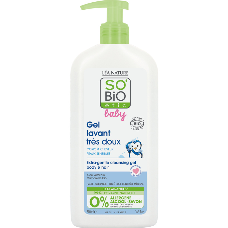SO’BiO étic BABY Mycí gel na tělo i vlasy BIO 500 ml