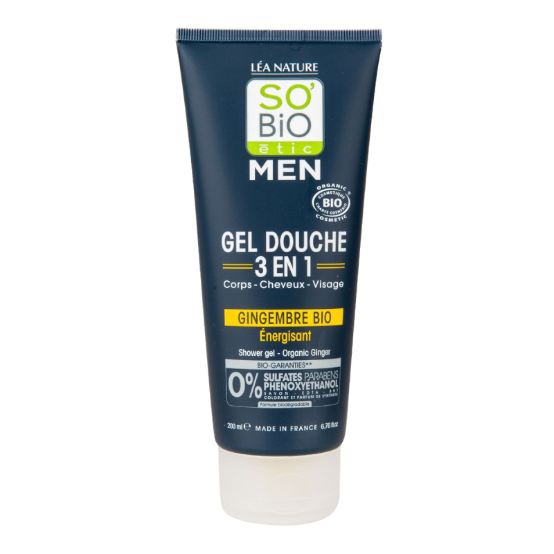 SO’BiO étic Men Sprchový gel 3v1 Energizující zázvor BIO 200 ml
