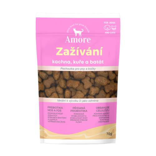 Amore zažívání - pamlsky pro psy a kočky, 70g+30% zdarma