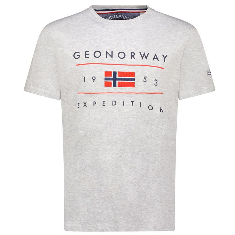 Geografické Norsko Jezolo DB 254 M SY9738H/GN-Síťované šedé tričko L