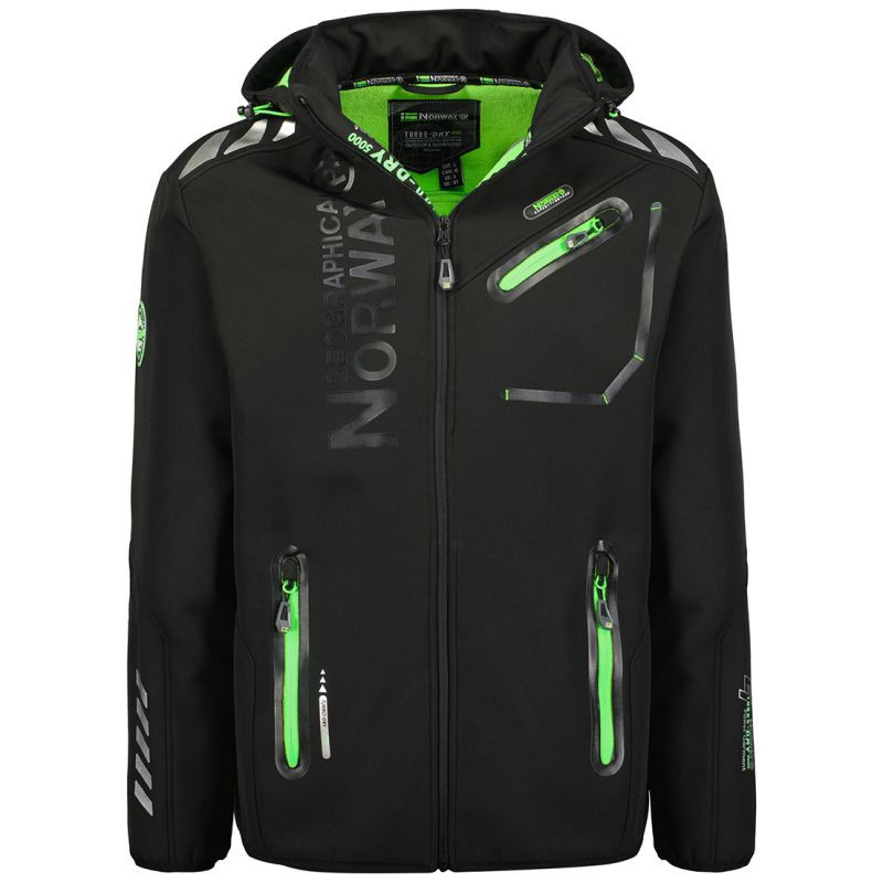 Geographical Norway pánská softshellová bunda ROYAUTE BLACK / GREEN DB MEN 068 BLACK / GREEN (WY8026H/GN-NOIR / VERT) L