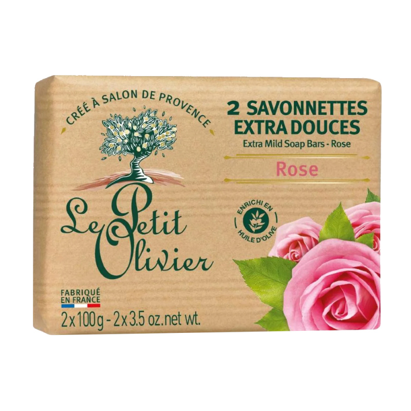 Le Petit Olivier Extra jemné mýdlo Růže 2x100 g