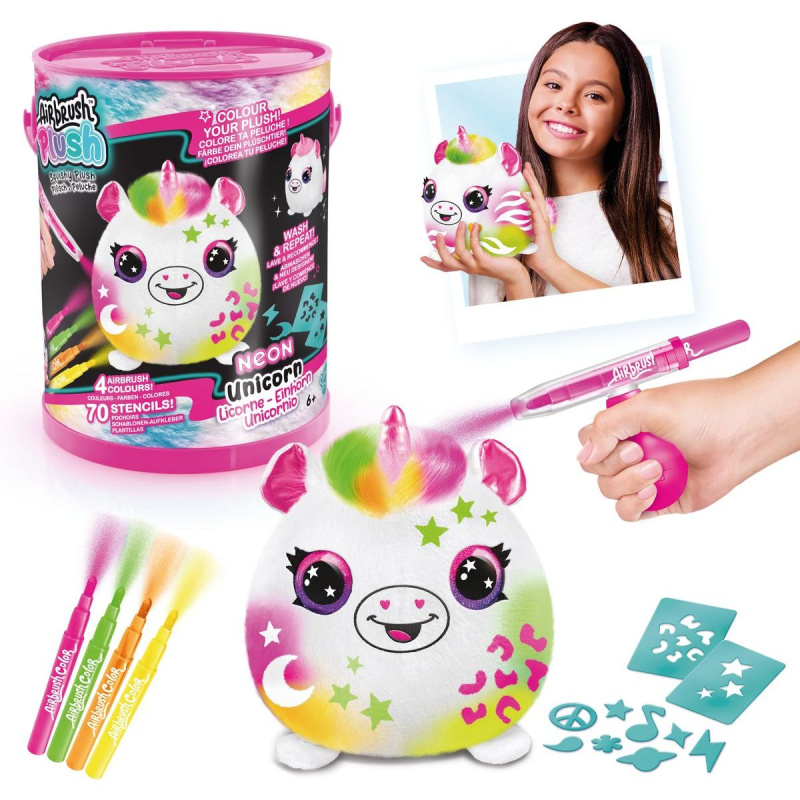 Airbrush kreativní sada Neon se squish plyšáky