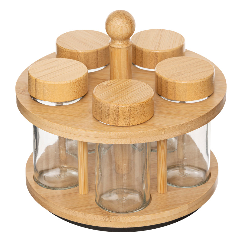 5five Simply Smart Otáčecí kořenkový set COZY, 4 skleněné dózy hnědý