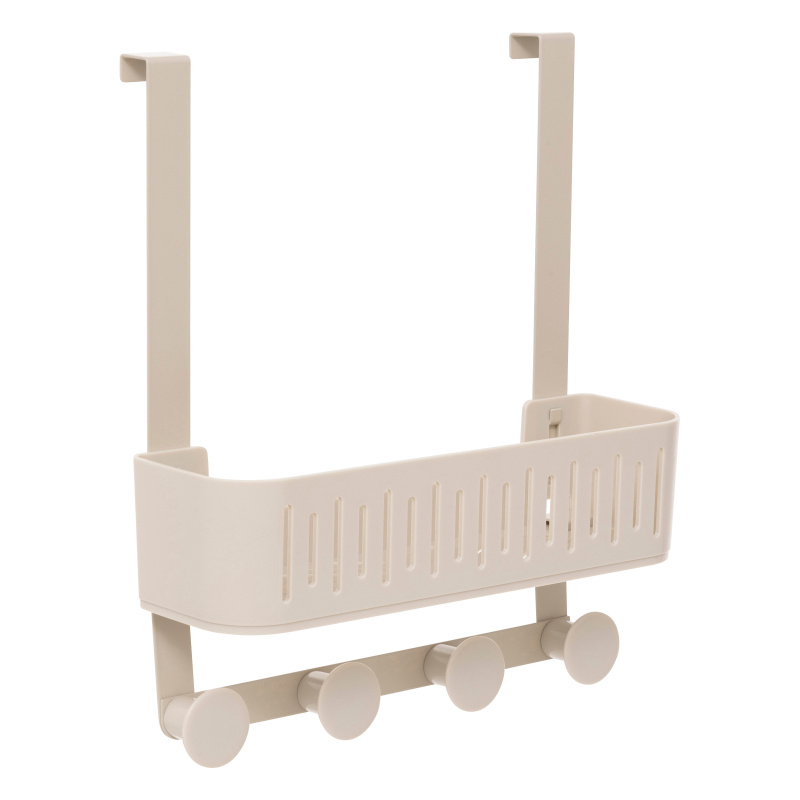 5five Simply Smart Polička do sprchy bez vrtání na dveře kabiny EASY béžová, 30 x 11,5 x 33,8 cm béžová