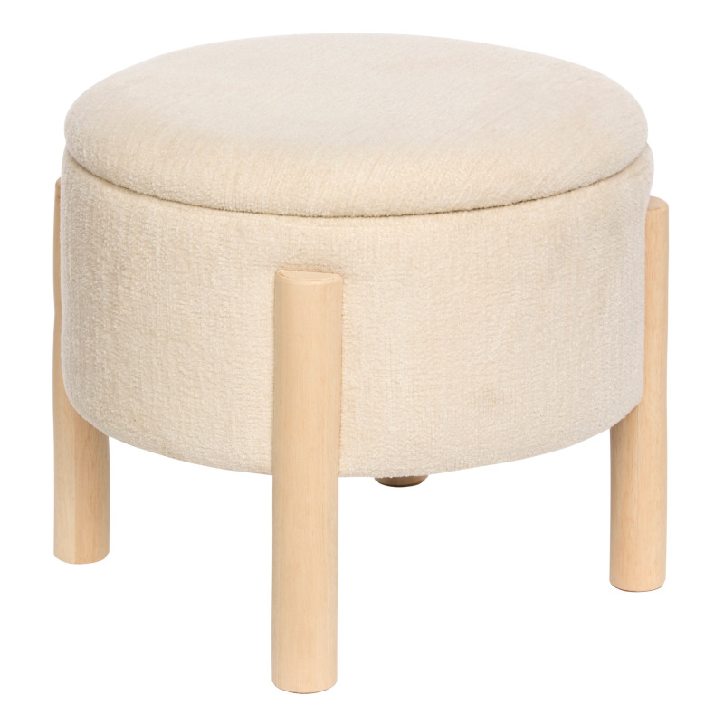 Atmosphera Puf s úložným prostorem ELKI, Ø 45,5 × 37 cm, bílý béžová