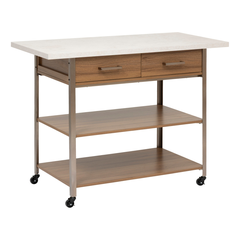5five Simply Smart Mobilní kuchyňský ostrůvek COME, 2 zásuvky, 120 cm hnědý