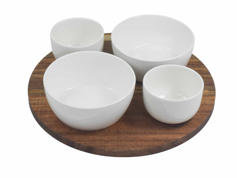 Secret de Gourmet Podnos s keramickými miskami TAPAS bílý